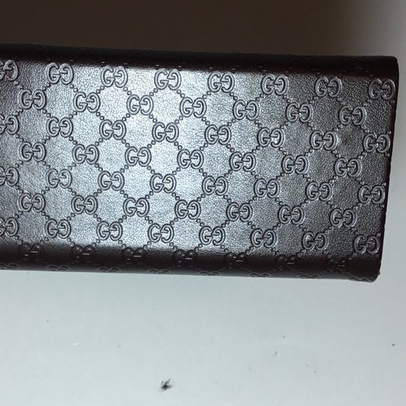 Gucci Faux Leather Embossed Sunglass/Eyeglass Triangle Case Brown W/ Cloth EUC - Picture 2 of 7
